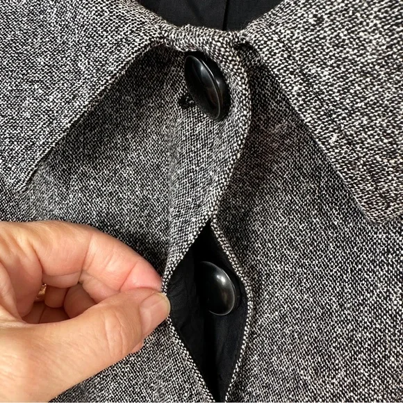 Jones New York Gray Belted Blazer, 3/4 Raglan Sleeves, Wool Blend, Lined, Petite - Picture 7 of 13